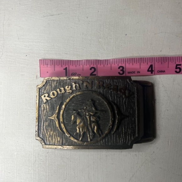 Vintage Rough N' Ready Cowboy Western Rodeo Metal Belt Buckle Rough and Ready - Picture 3 of 3